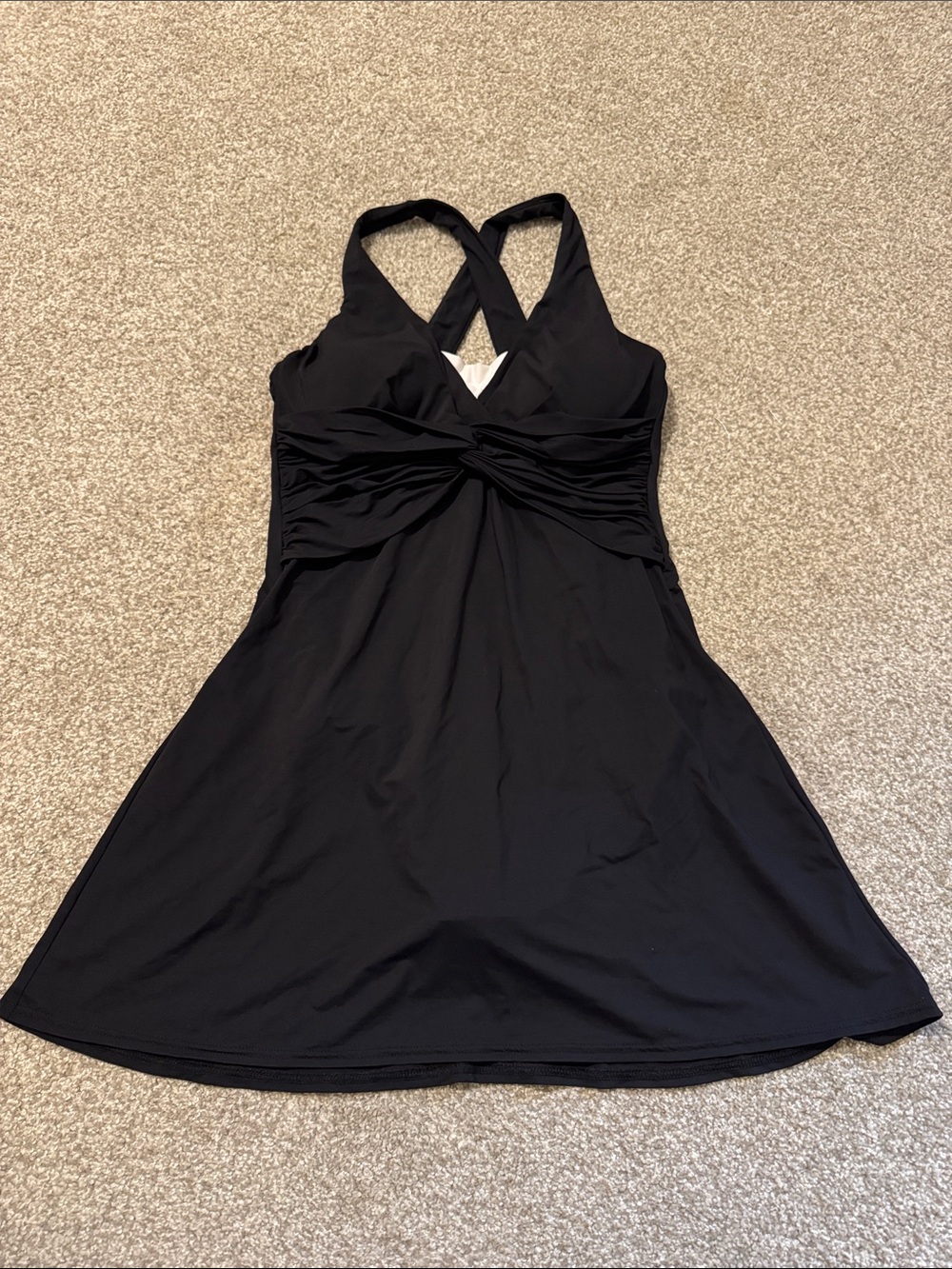 Lands' End Black Twist-Front Swim Dress